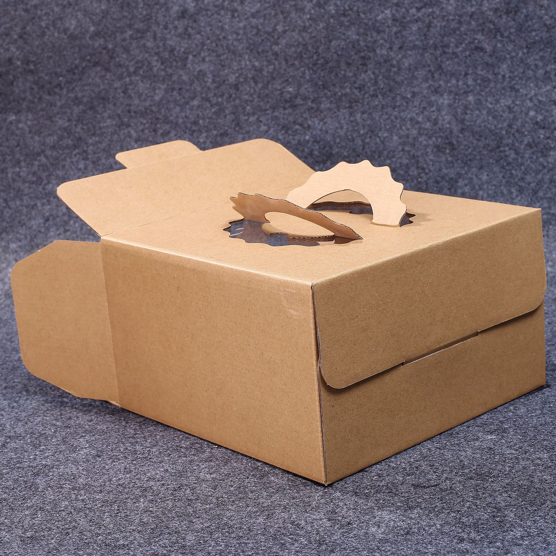 牛皮纸蛋糕包装盒6 8 10 12 14寸加厚单双层加高手提生日蛋糕盒子