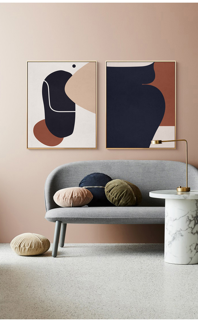 北欧现代客厅沙发背景墙挂画简约抽象色块装饰画餐厅玄关样板壁画