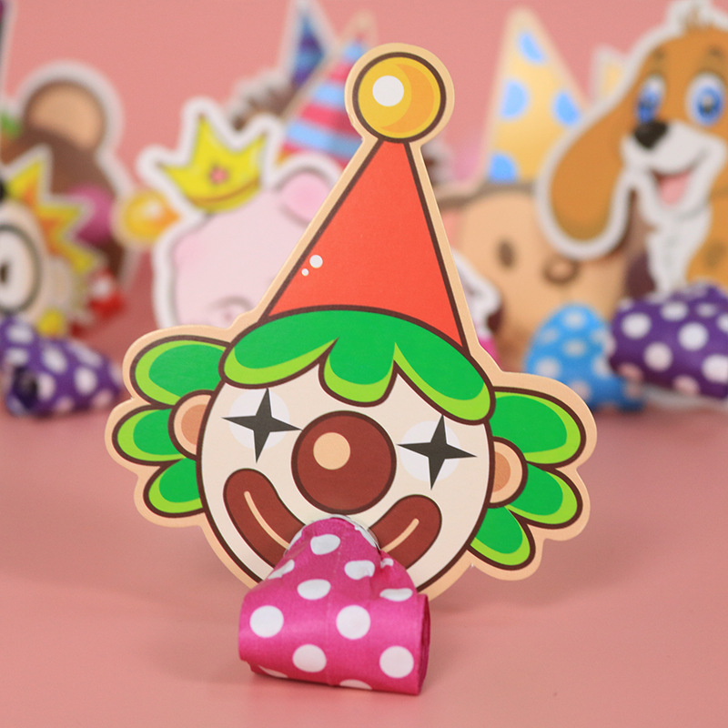 Children's Birthday Party Cartoon Blowouts Cheer Toy Clown Medium Blowouts Rolls Whistle Horn Party Horn Props