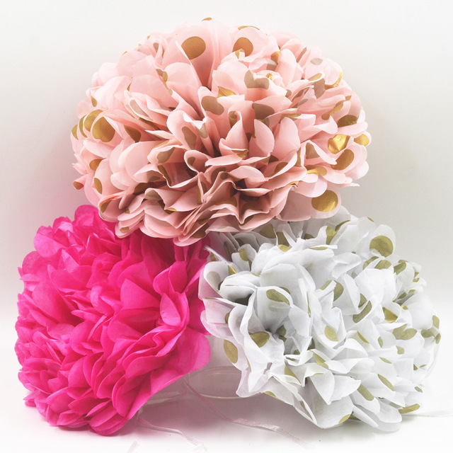 10寸彩色派对装饰花球 tissue pom poms 节日手工婚庆纸花球定制