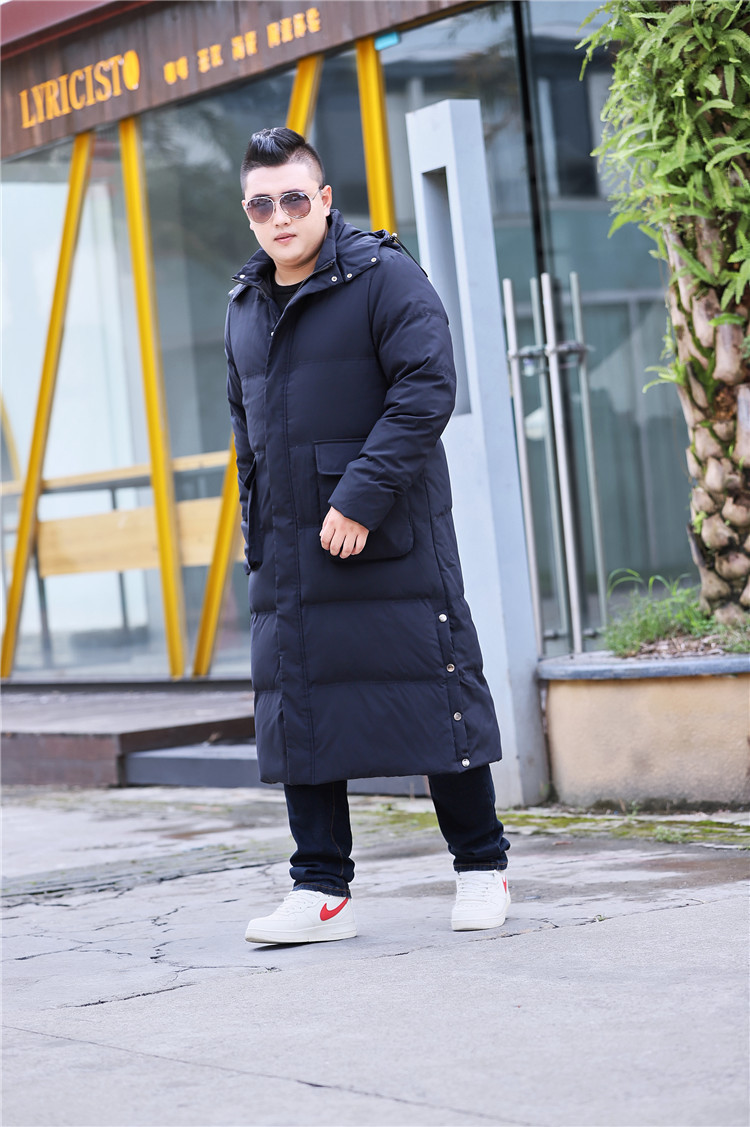 冬季加长款300斤羽绒大衣大码胖子白鸭绒防寒服肥佬特大号羽绒服