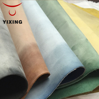 头层植鞣树膏打蜡皮白雾蜡风格硬黄牛树羔皮现货供应