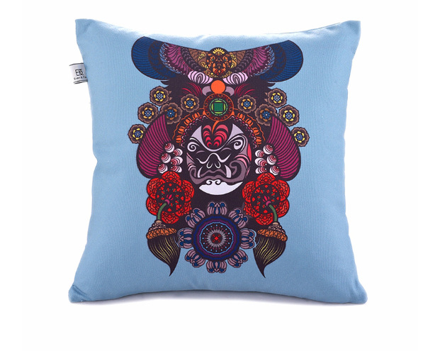 中国京剧脸谱系列抱枕 特色民族风双面印花装饰靠垫含芯 工厂直发