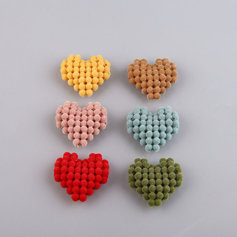 秋冬新款植绒珠子编织杨梅球圆球爱心挂件diy手工饰品耳饰材料
