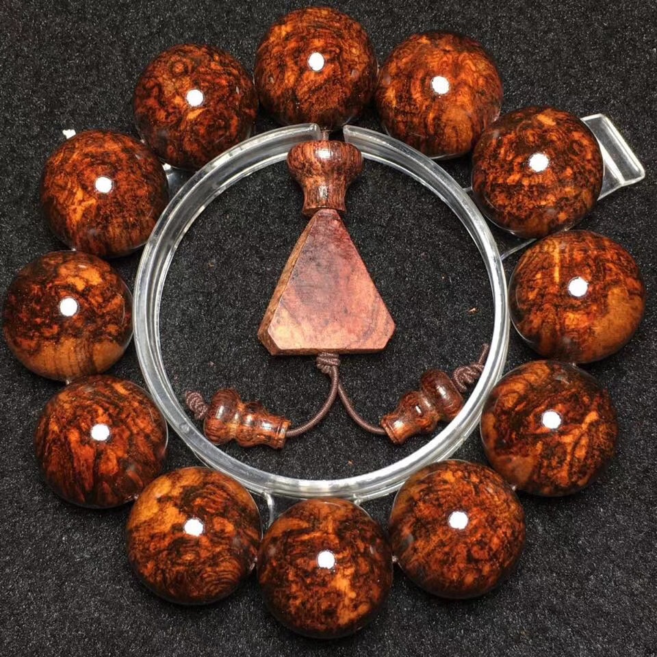 【传世级海南黄花梨手串】爆满瘤疤海黄佛珠男2.0鬼脸对眼手链108