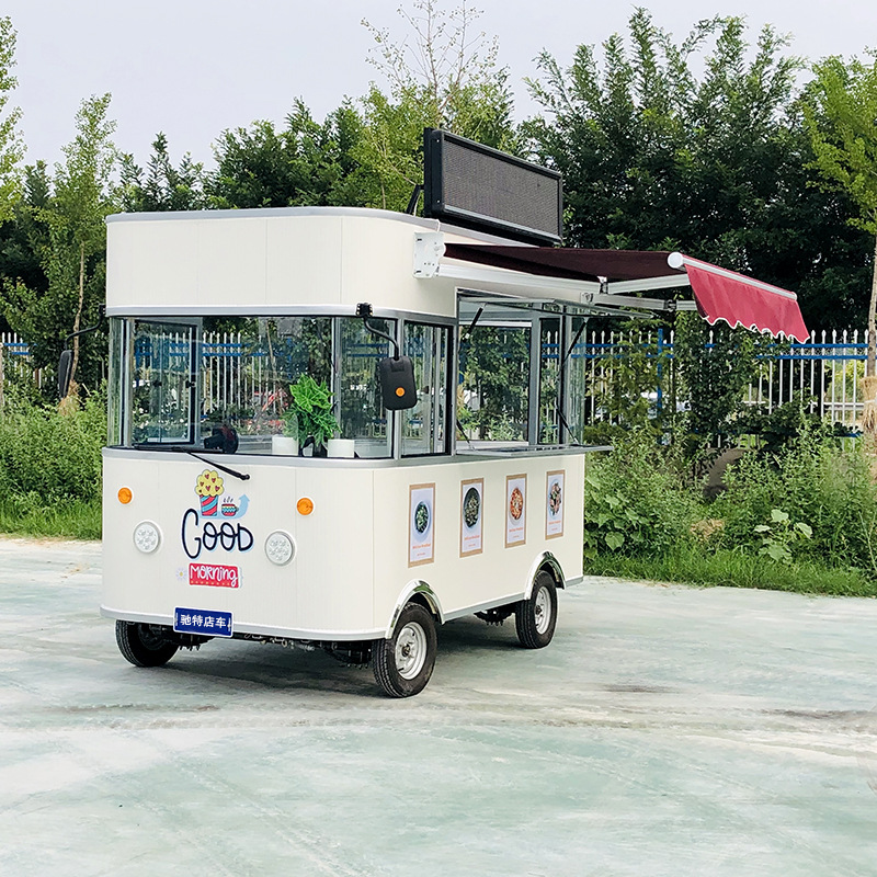 摆摊商用电动四轮餐车炸鸡炸串麻辣烫快餐油炸外卖美食房车小吃车