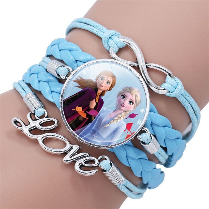 Frozen Two Princess Elsa Elsa Time Stone Multi-Layer Bracelet Children Cartoon Pink Braided Bracelet