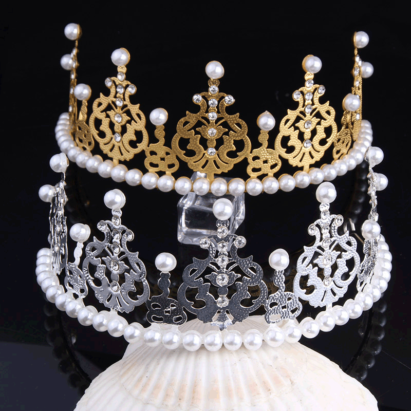 cake decorative crown birthday performance valentine‘s day princess gift pearl semicircle light six-one children‘s crown