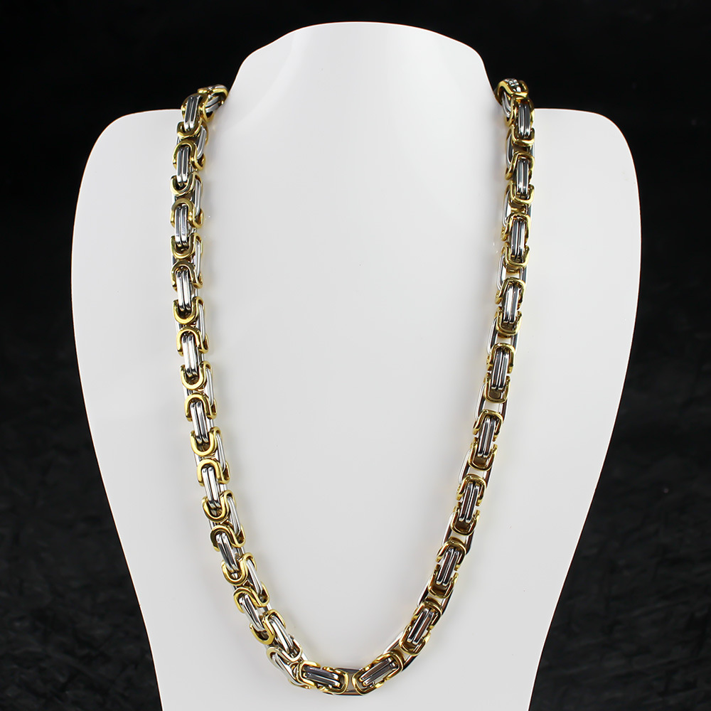 男女通用不锈钢项链迪拜款式项链 黑色,金色,钢色,间金4色可选