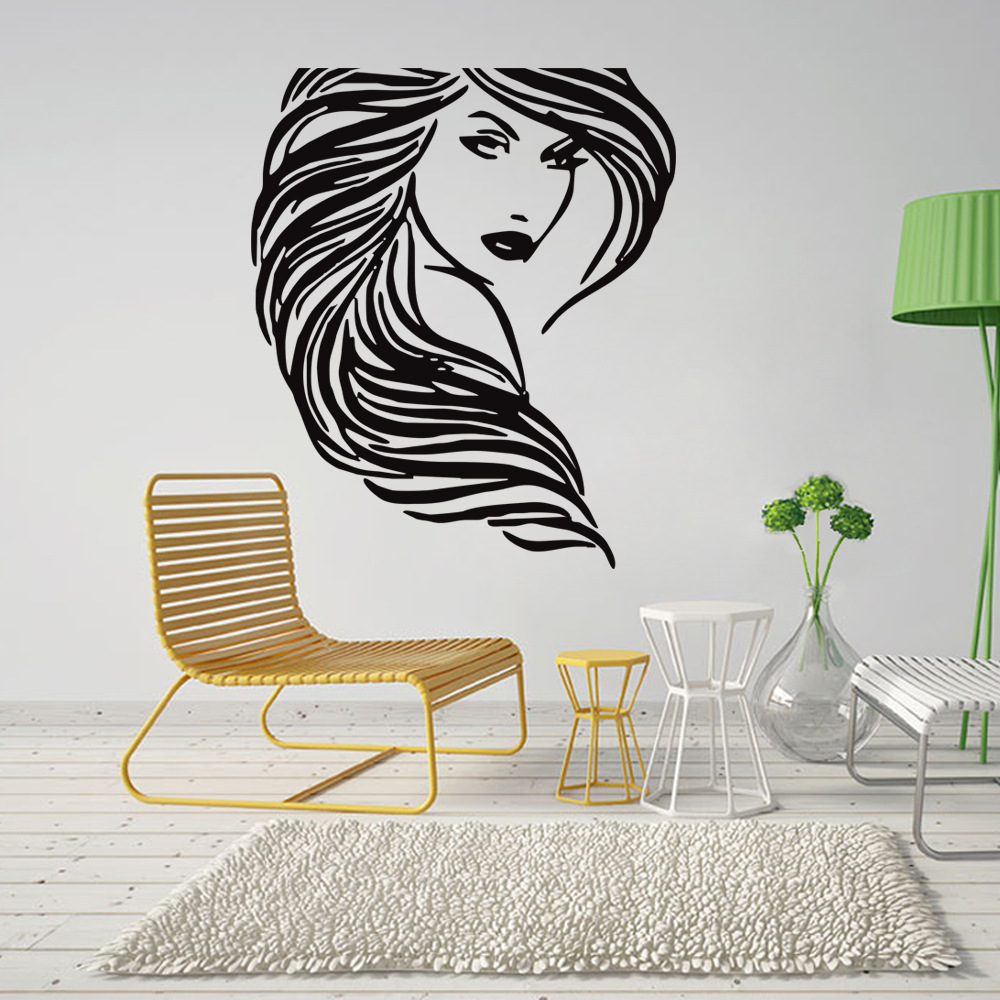 ym2778欧美个性女性头像创意墙贴 客厅装饰墙贴纸厂家批发
