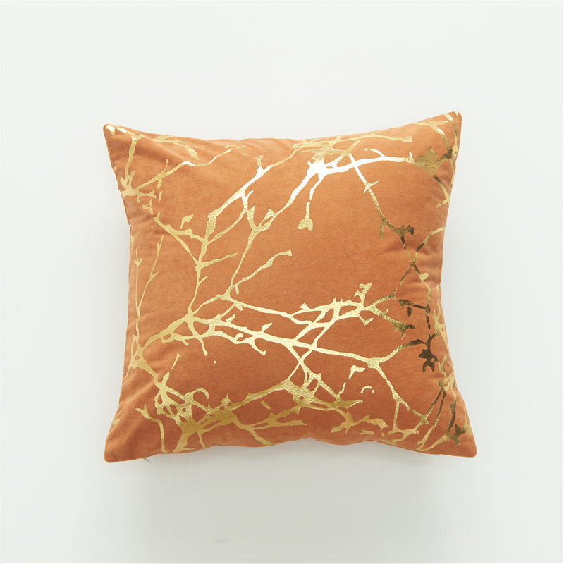 Direct Selling Home Pillow Cover Lambswool Geometric Bronzing Pillow Cover Simple Branch Pattern Seat Cover Wholesale