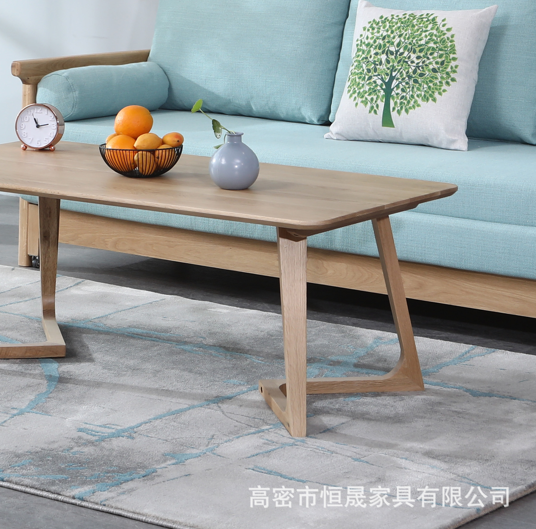 北欧实木茶几 全实木白橡木异形腿茶几 创意客厅茶几