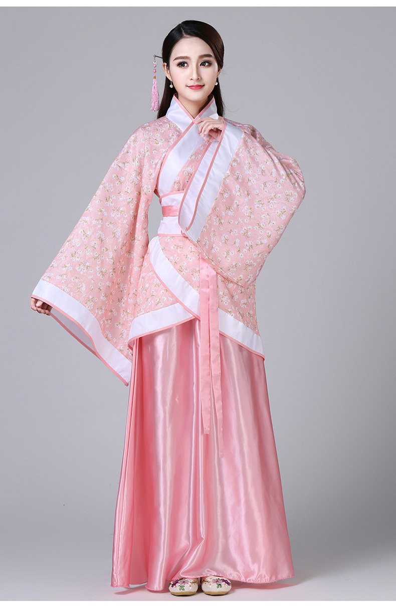 新款古装改良汉服女春季写真古筝演出服古代女装襦裙曲裾表演服装