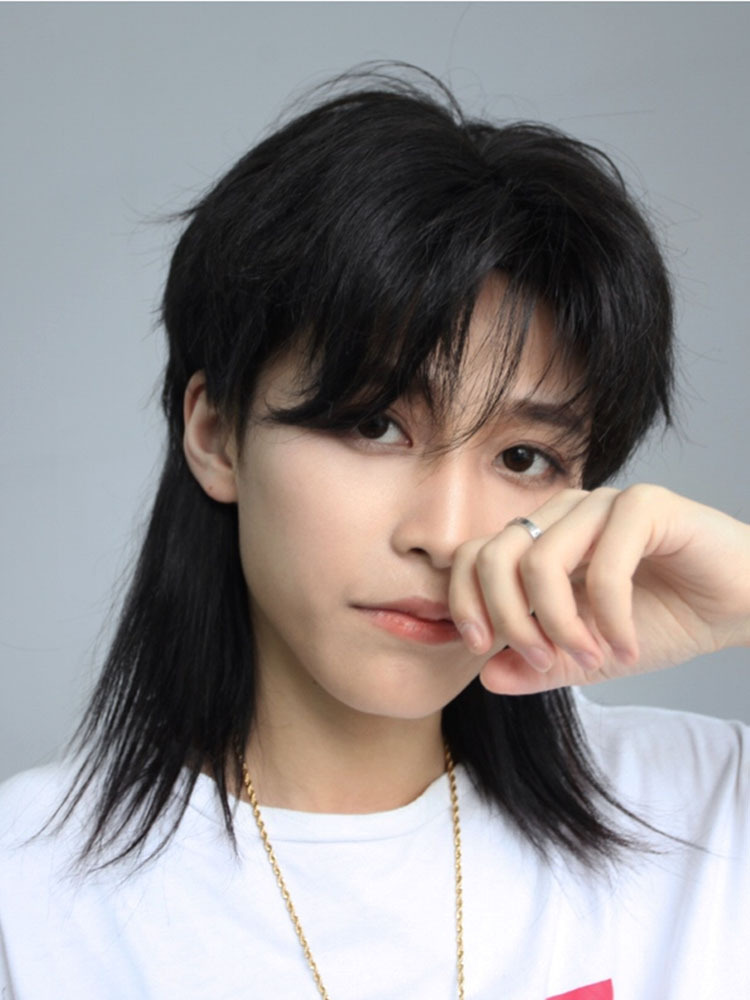 网红鲻鱼头假发男女生韩版帅气短发时尚中分中长发中性风男士发套