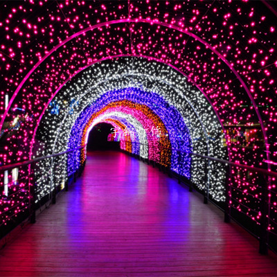 led国际梦幻灯光节 灯串时光隧道户外时光长廊圣诞节装饰富士山
