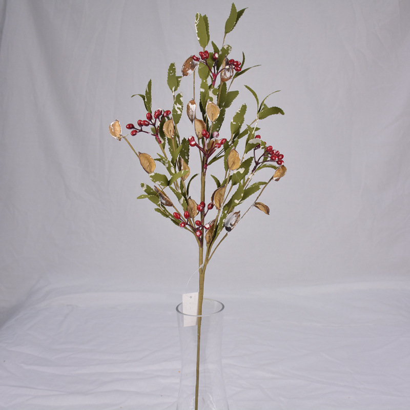 厂家批发 手工棉花壳圣诞红果花束 乡村风格家居摆设装饰用品