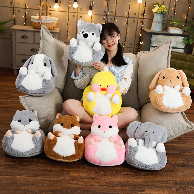 Plush Cartoon Feet Warmer Warm Feet Rechargeable Hot Water Bag Removable and Washable Plug-in Heated Shoes Plush Doll Wholesale