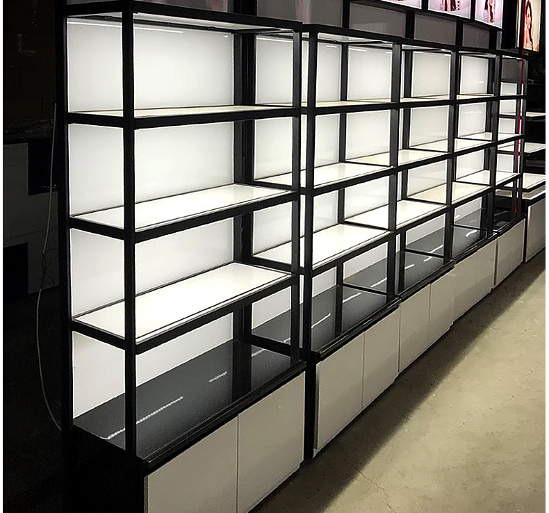 尚品道具化妆品店展柜铁木烤漆样品展示柜定制货架整店