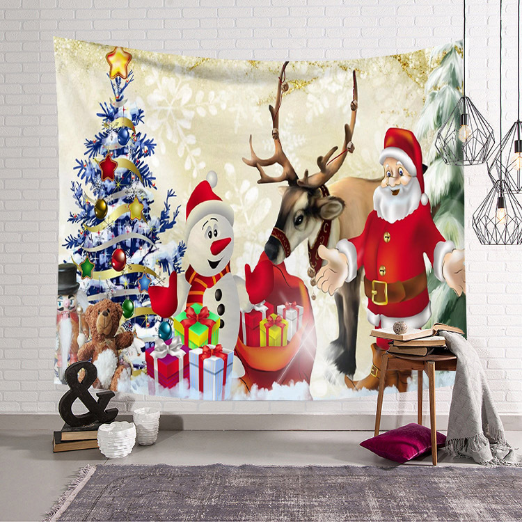 New Christmas Tapestry Printing Hanging Cloth Background Fabric Ins Wall Cloth Tapestry Foreign Trade Beach Towel Beach Blanket Wholesale