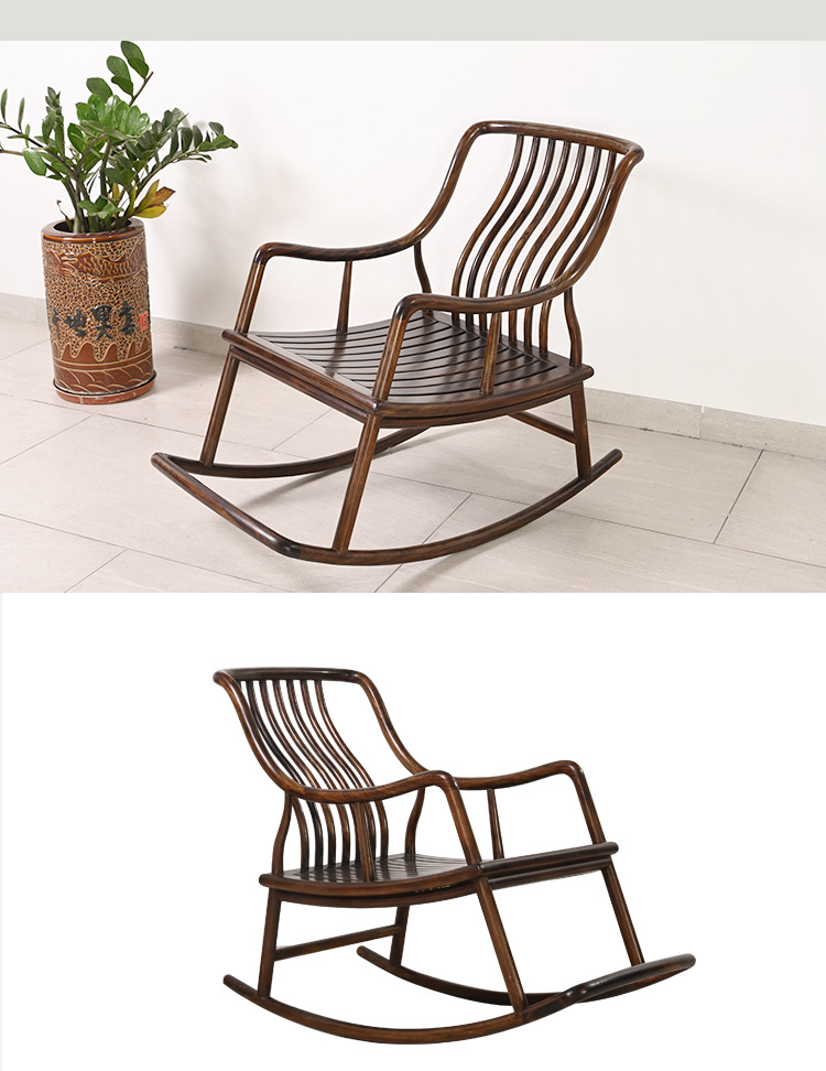 厂家供应新款中式乌金木摇摇椅 家居创意木质摇椅椅子定制批发