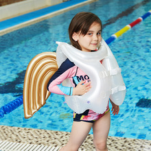 新款 充气儿童天使翅膀救生衣婴幼儿浮力衣金色网红pvc游泳圈现货