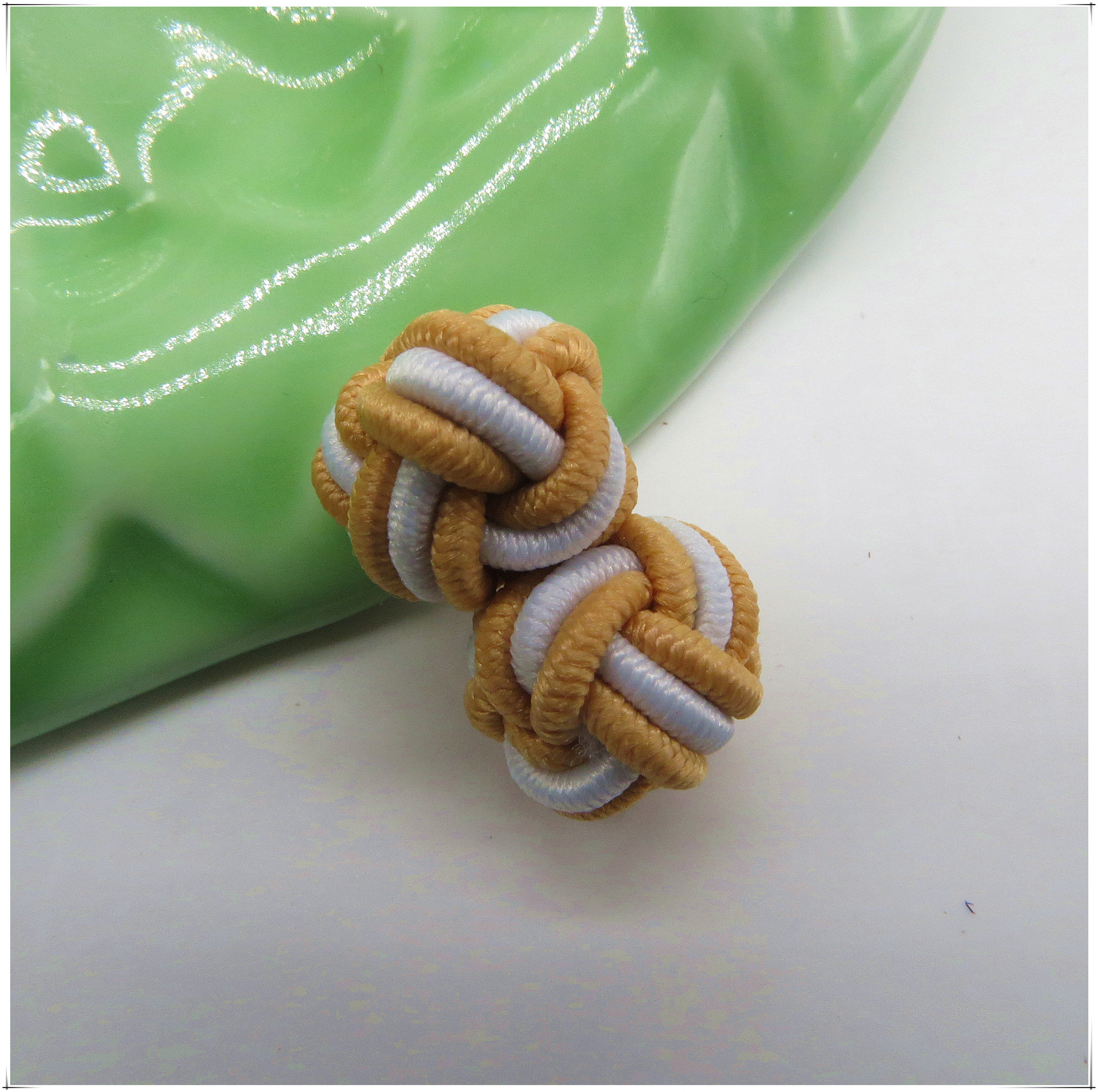 纯手工袖扣橡皮筋盘扣传统中国结编织绳扣波子两色双球松紧扣