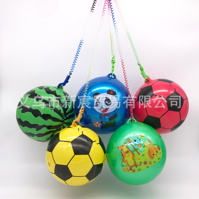 Large Children's Inflatable Toy Elastic Chain Hanging Ball Football Cartoon Watermelon Ball Children's Fun Game Ball