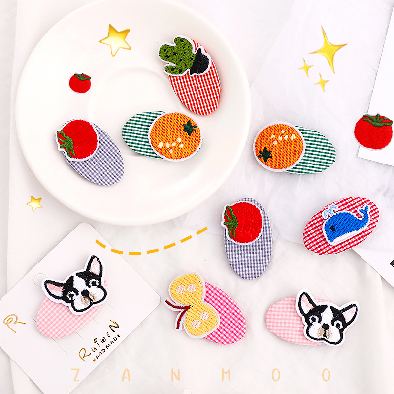 p0002韩版儿童卡通发夹蝴蝶结发卡女童布艺花朵bb夹动物夹子饰品