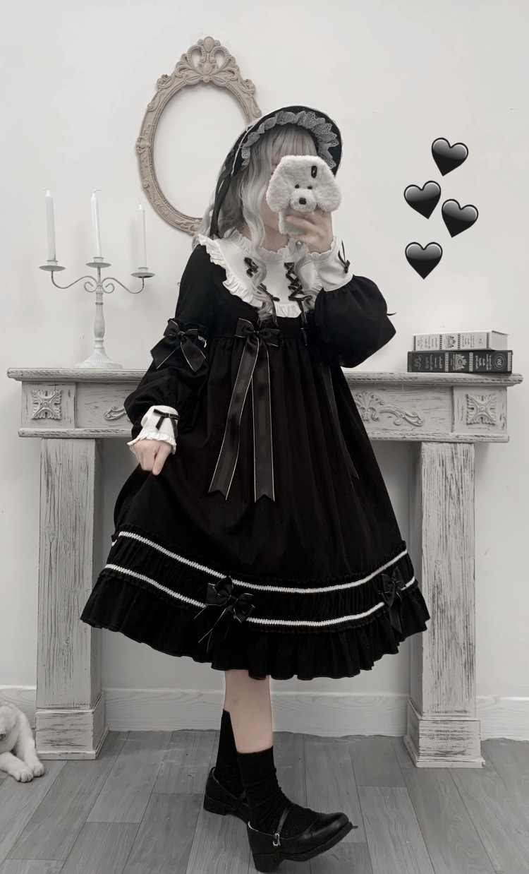 原创设计 摇篮人偶lolita 暗黑哥特连衣裙op