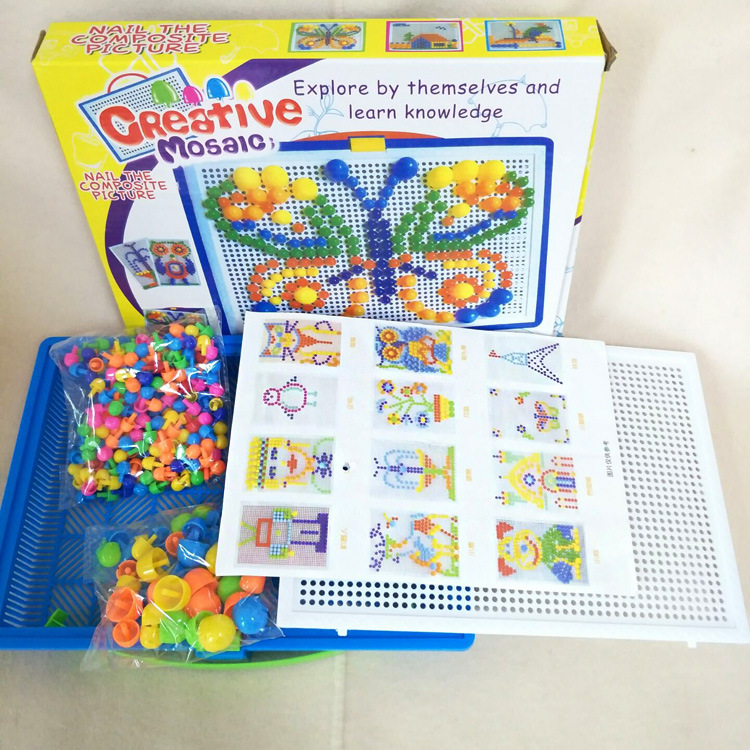 Educational Toy Set 296 Mushroom Nails Puzzle Toys Children's Jigsaw Puzzle Creative Toy Blocks Wholesale