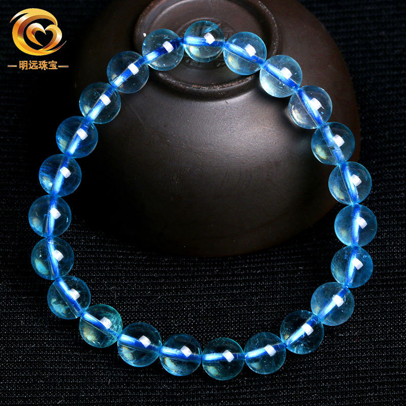 Brazil Natural Aquamarine Bracelet 7 A6a5a Grade Dark Blue Bracelet Ornament Mingyuan Jewelry Manufacturer