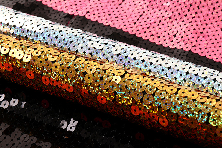 鱼鳞珠片布料高端礼服面料热销爆款女士彩色渐变线条 t4662