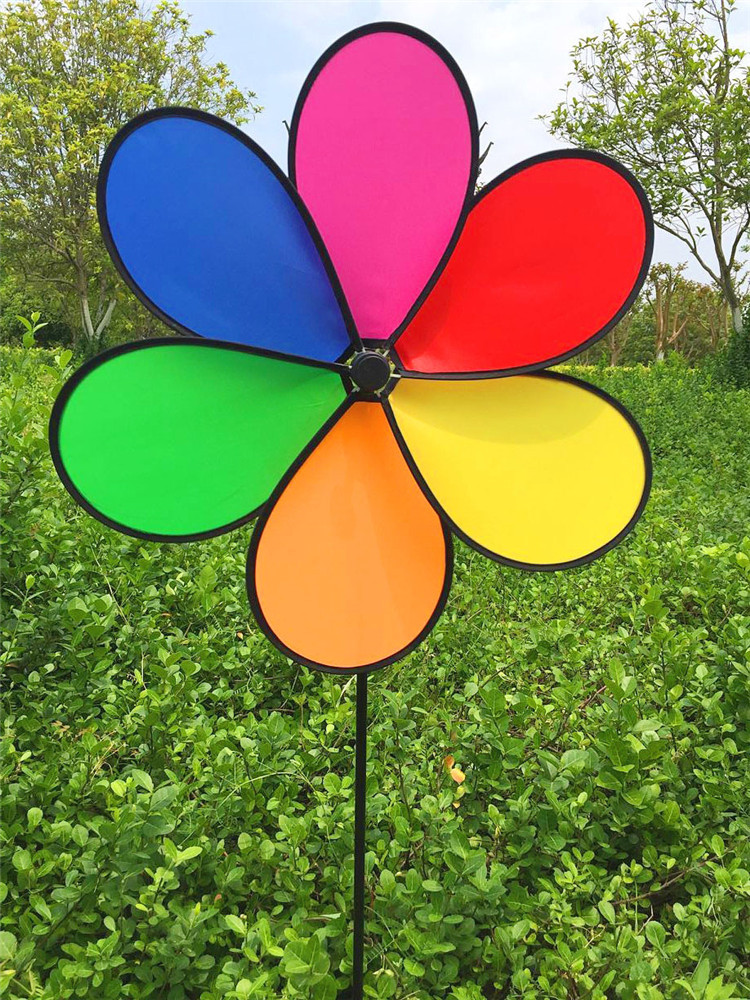 直径1米手工八彩花瓣超大风车婚礼装饰景区园林广告儿童节庆礼品
