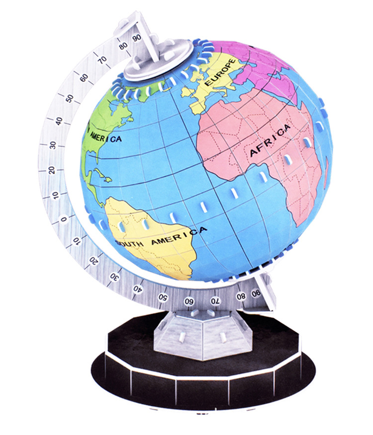 儿童益智diy上色拼图配彩笔地球仪彩绘涂色地球仪拼图玩具