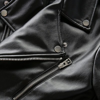 秋季斜拉链皮夹克男机车青年修身韩版潮流帅气哈雷短款pu皮衣外套