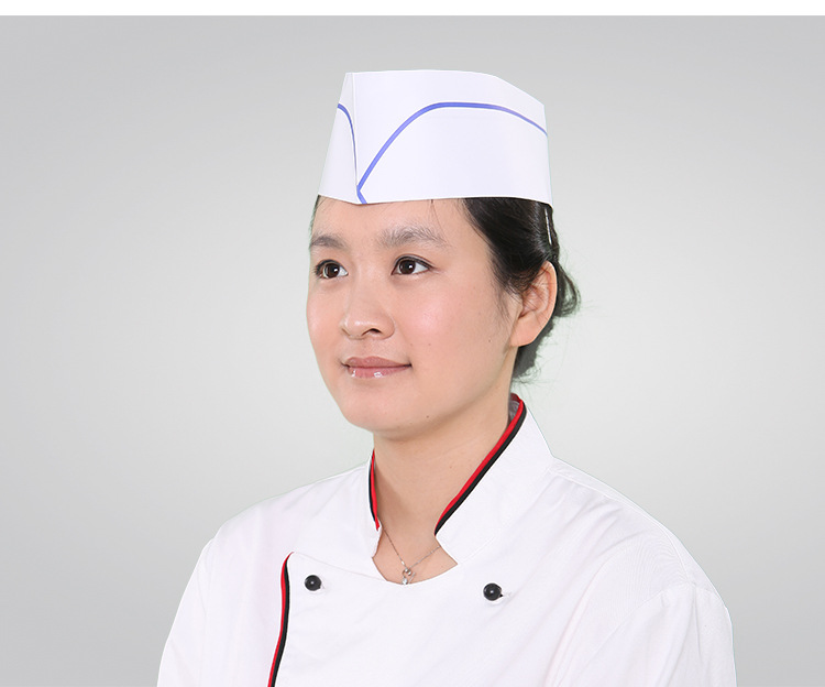 纸帽一次性厨工帽 厨师帽(蓝单条)80g木浆纸帽子 paper hat