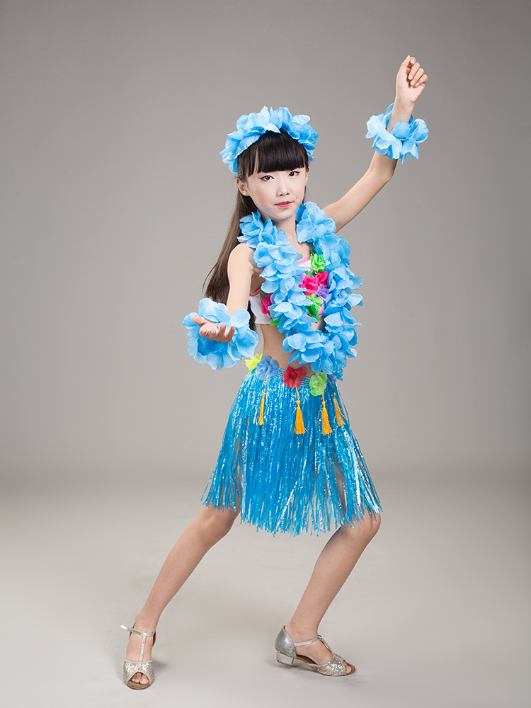 儿童夏威夷草裙套装女童环保服装幼儿草裙舞服装道具表演服海草舞