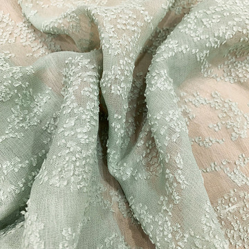 现货珍珠雪纺涤纶面料 提花剪花乱麻仿麻点点布料 水洗多色可选