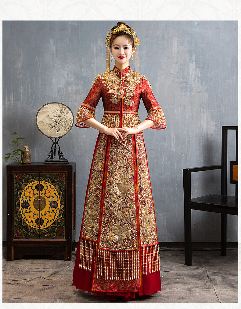 秀禾服新娘2019新款龙凤褂结婚中式婚纱礼服旗袍古装敬酒服薄款夏