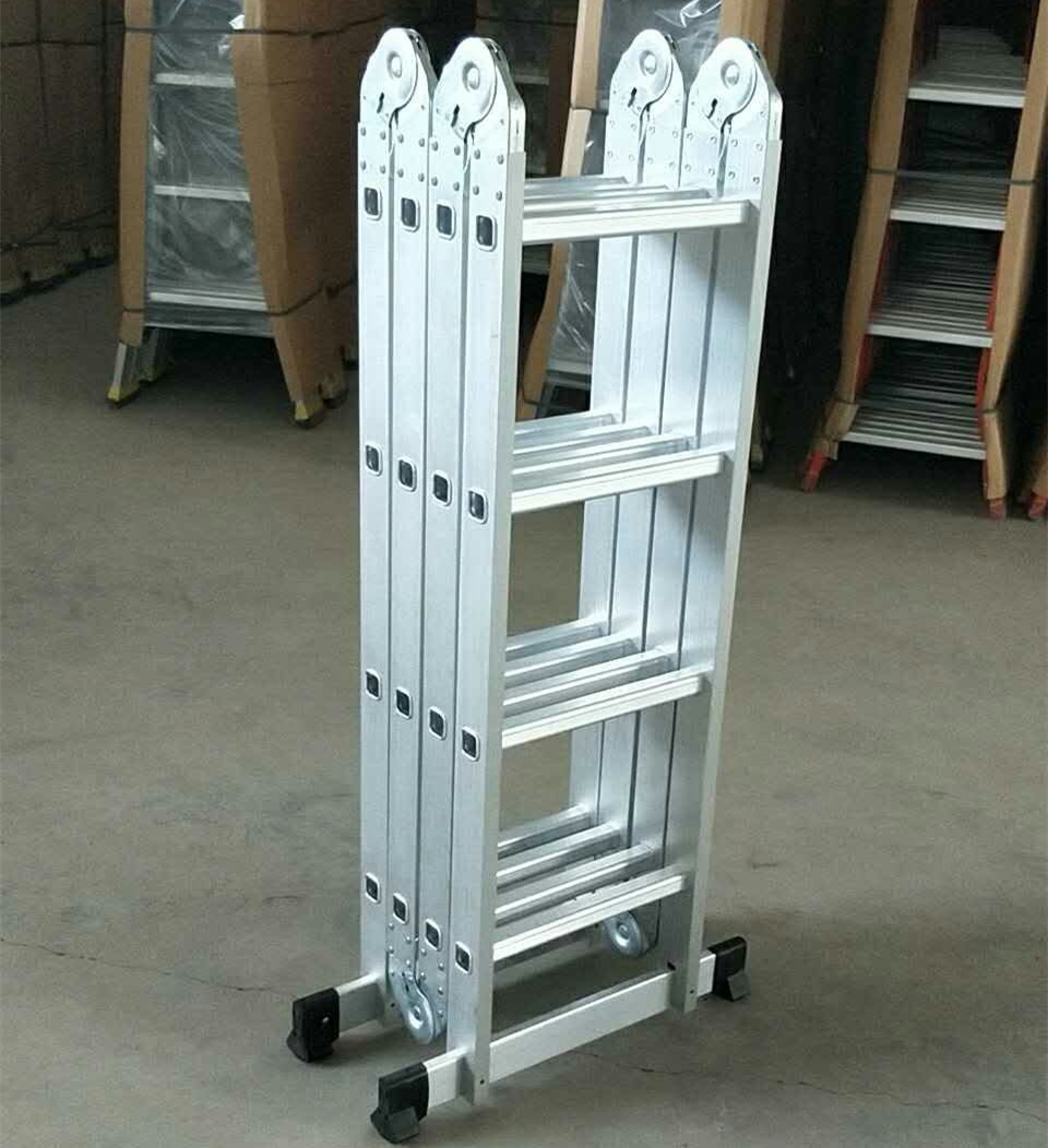 铝合金伸缩梯子多功能折叠梯子 家用折叠人字梯 多功能四折梯