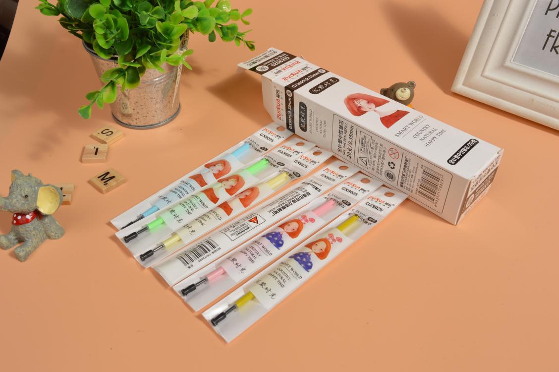 最炫中性笔笔替芯 沉默时光卡通中性笔笔芯 儿童学生少女文具用品