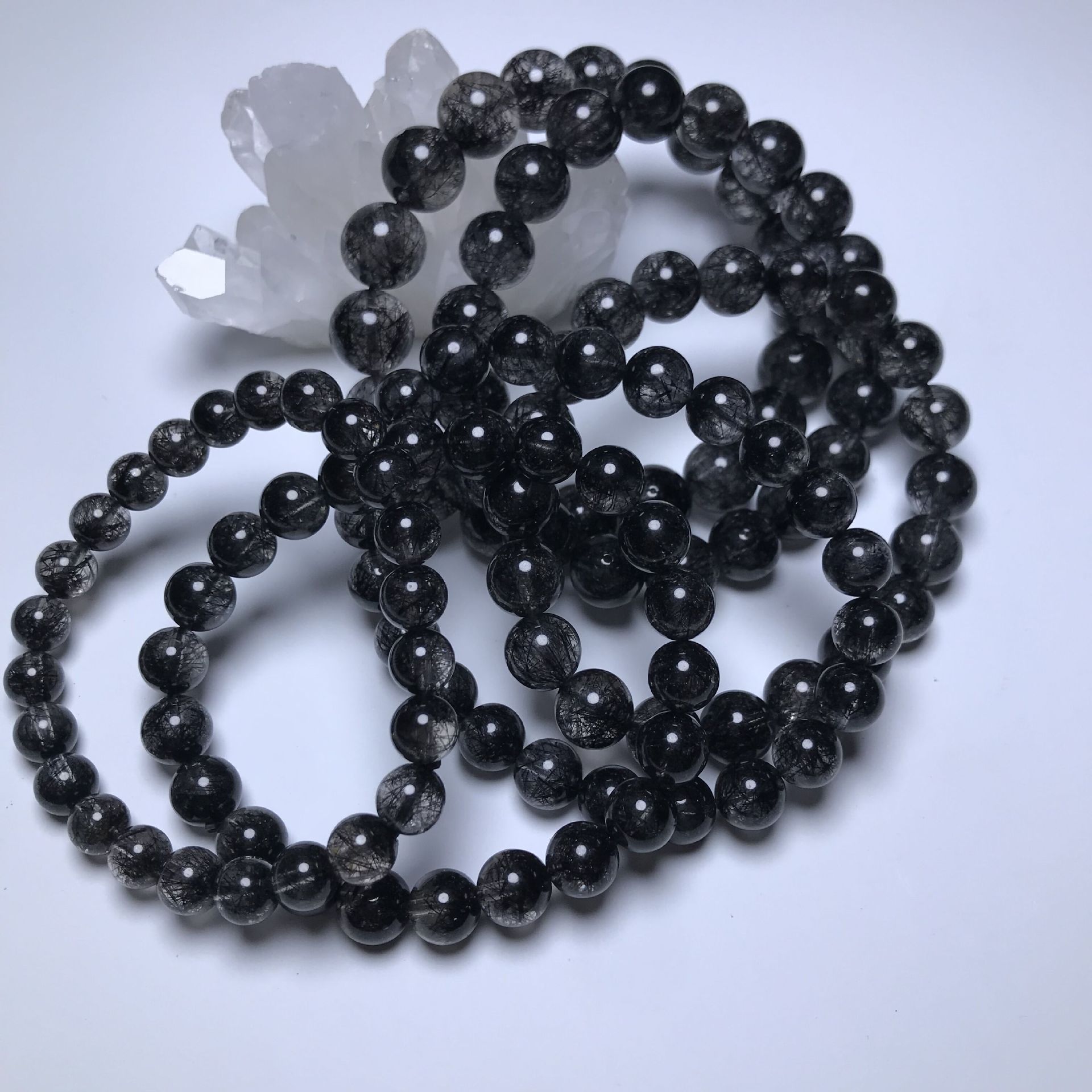 天然巴西黑发晶单圈手链 发晶单圈手串 水晶时尚饰品男女可塘批发