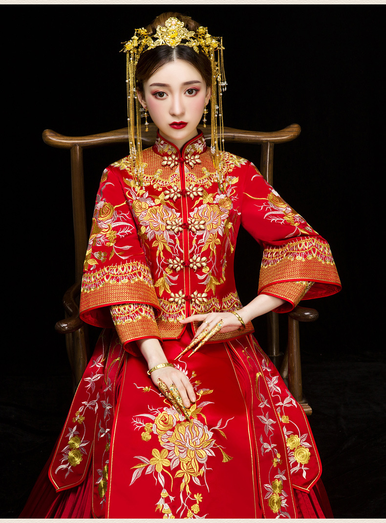 秀禾服新娘2020新款龙凤褂结婚中式婚纱礼服凤冠霞帔古装敬酒服夏