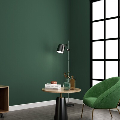 深绿墙纸复古无纺布美式北欧风墨绿色电视背景墙无图案浮雕卧室客