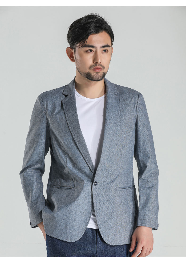 秋季亚麻西装男时尚潮流薄款大码外套棉麻休闲小西服单西上衣