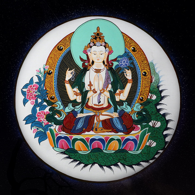 批发西藏唐卡手绘民族风挂画四臂观音绿度母药师佛一件代发