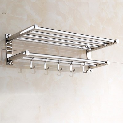 免打孔置衣架放衣物 壁挂式 衣服浴室置物免打孔粘贴浴巾杆洗澡间