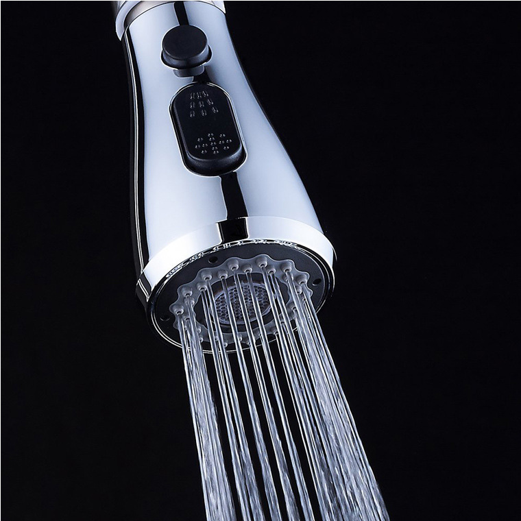 厨房水龙头花洒 亚马逊菜盆龙头抽拉喷头 三功能可暂停抽拉花洒头