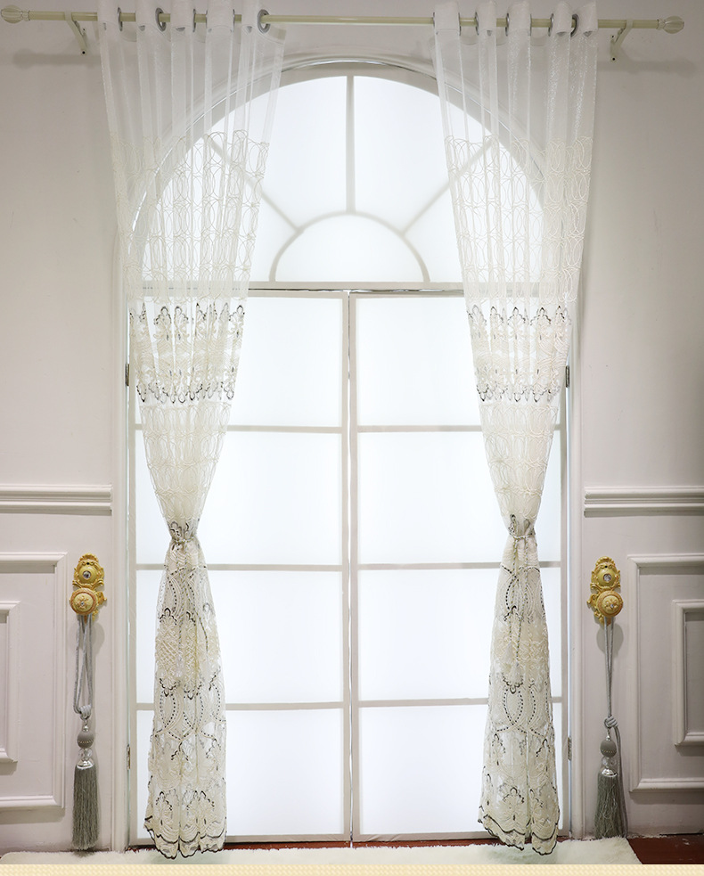 美丝梦莎落地窗欧式绣花窗帘窗帘现代轻奢客厅餐厅外贸窗纱批发