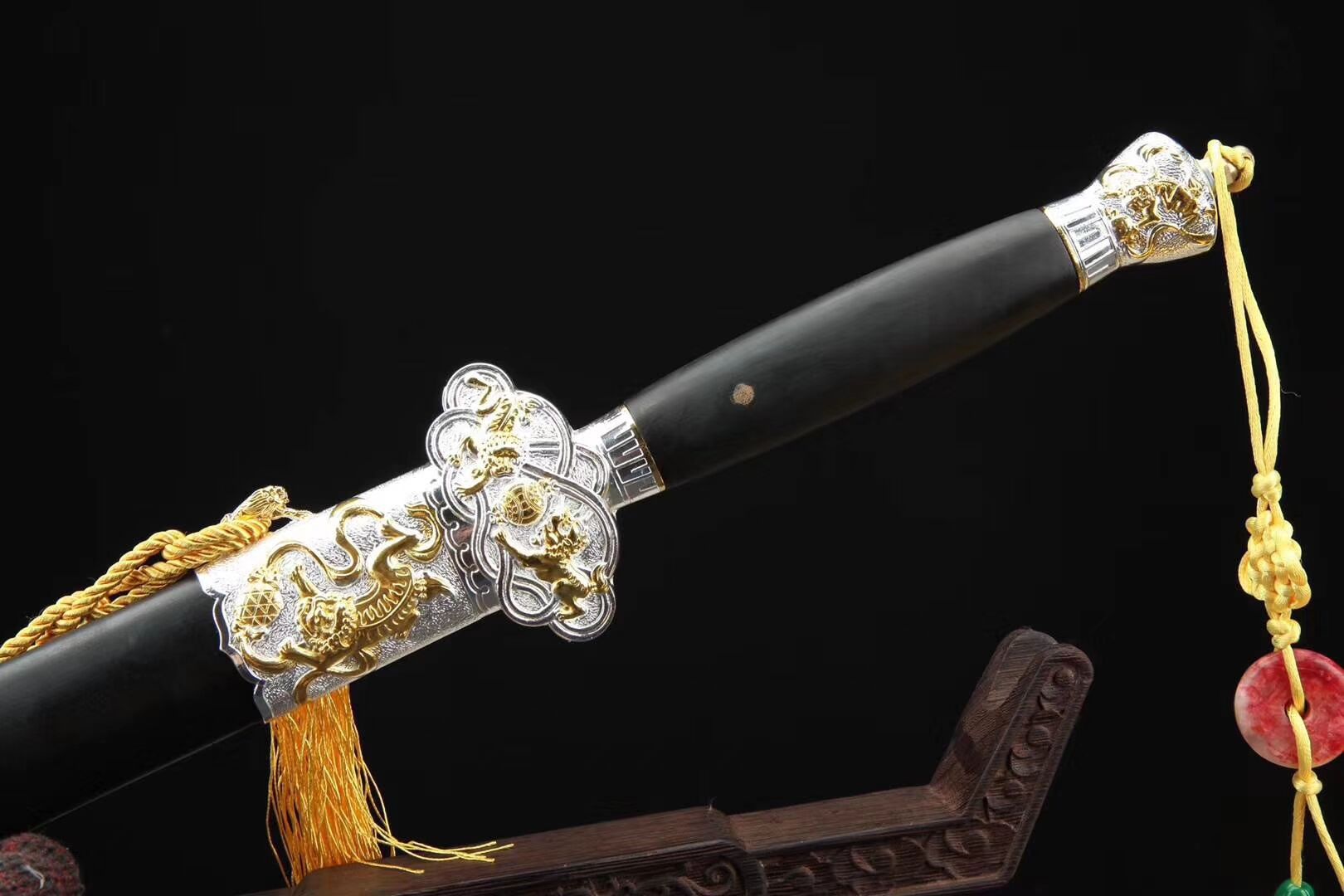 银双色狮子剑(银底) 厂家直销 龙泉市剑庐宝剑厂未开刃